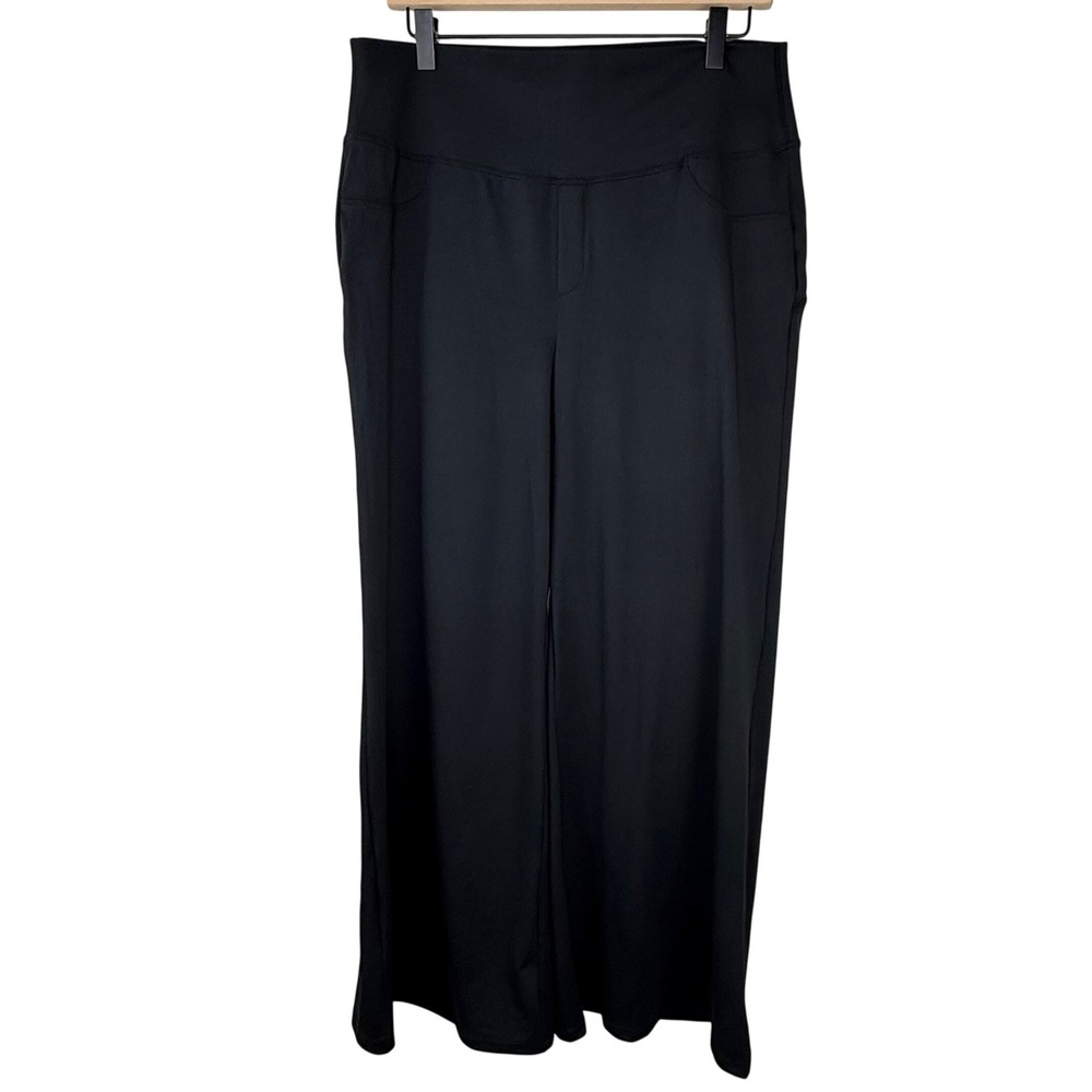 Halara Black Wide Leg High Waisted Pants XL Rear Patch Pockets 02914536